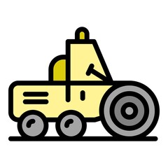 Maintenance road roller icon. Outline maintenance road roller vector icon color flat isolated