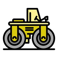 Paving road roller icon. Outline paving road roller vector icon color flat isolated