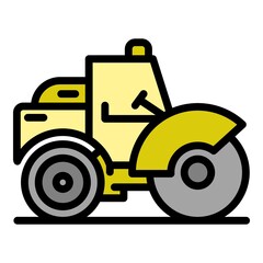Transportation road roller icon. Outline transportation road roller vector icon color flat isolated