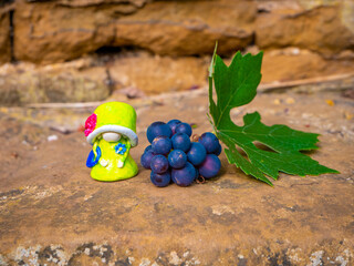 Queen Gnome near grape and leaf