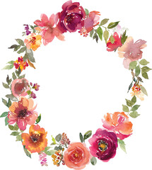 Burgundy and blush watercolor flowers.