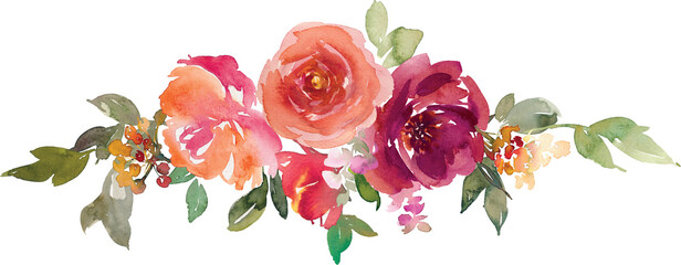 Burgundy and blush watercolor flowers.