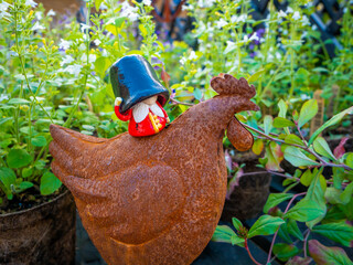 Beefeater British Royal Guard on a metal chicken