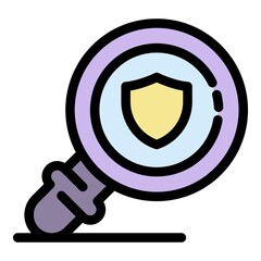 Safe magnifier icon. Outline safe magnifier vector icon color flat isolated