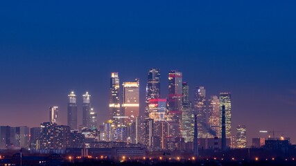 A winter evening view to Moscow-city