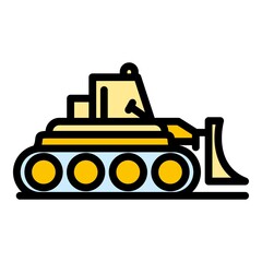 Business bulldozer icon. Outline business bulldozer vector icon color flat isolated