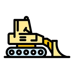 Power bulldozer icon. Outline power bulldozer vector icon color flat isolated