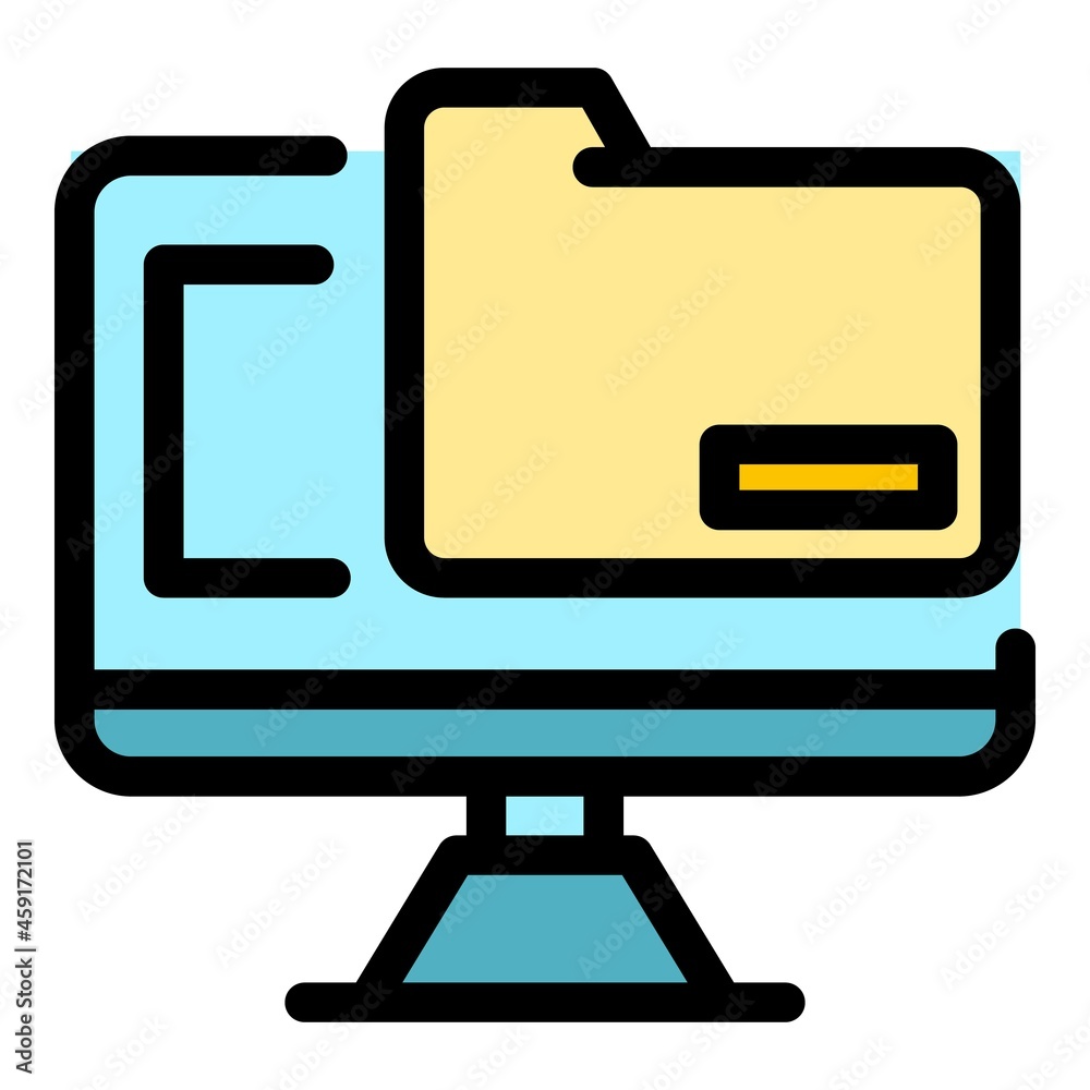 Poster computer file folder icon. outline computer file folder vector icon color flat isolated