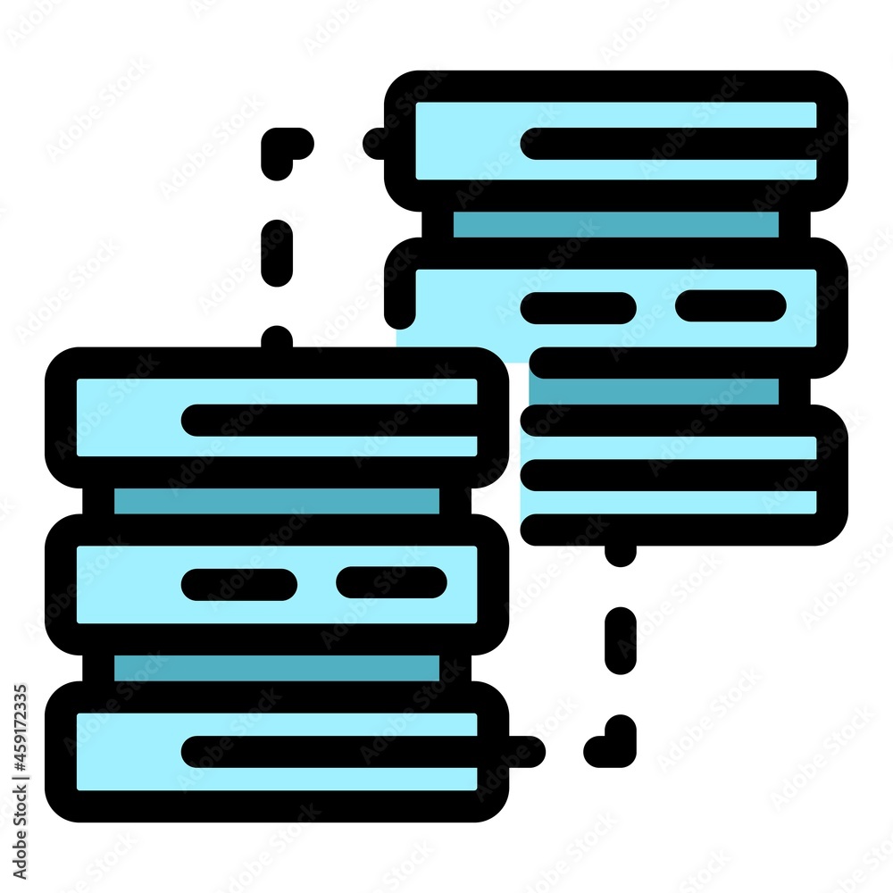 Poster server network icon. outline server network vector icon color flat isolated