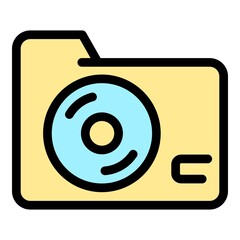 Modern audio music folder icon. Outline modern audio music folder vector icon color flat isolated