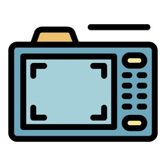 Camera record icon. Outline camera record vector icon color flat isolated
