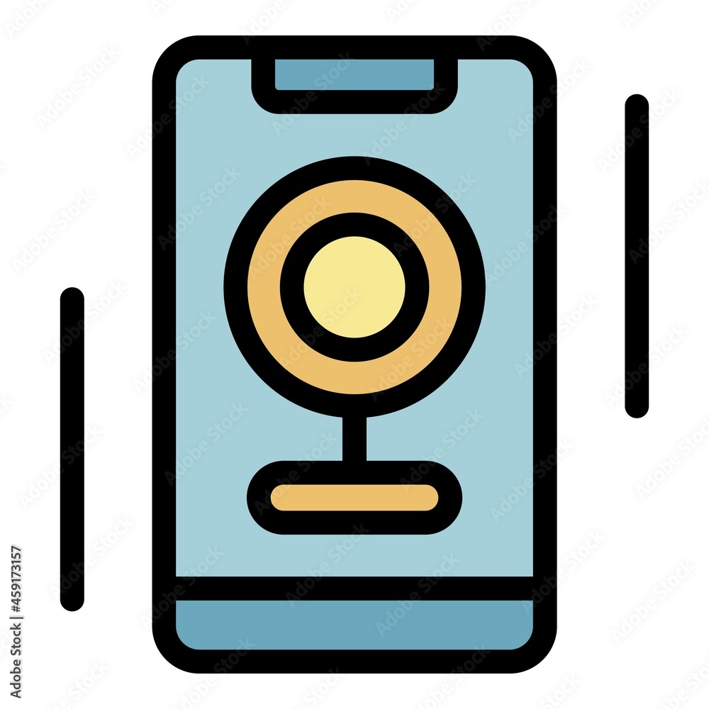 Poster web camera video record icon. outline web camera video record vector icon color flat isolated