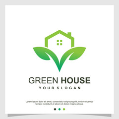 Green house logo design Premium Vector