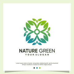 Nature logo design with modern abstract style Premium Vector