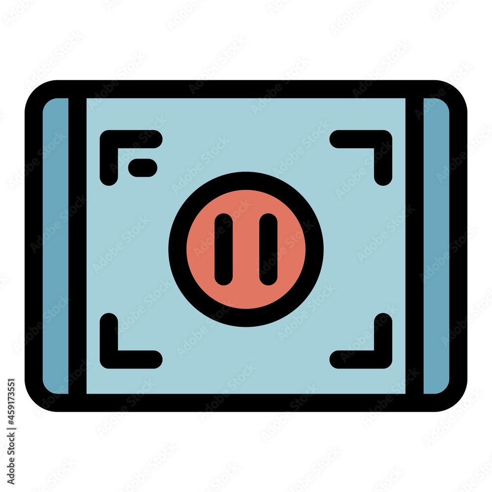 Poster pause screen record icon. outline pause screen record vector icon color flat isolated