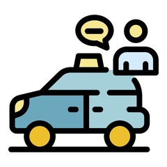 Online taxi icon. Outline online taxi vector icon color flat isolated