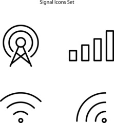 signal icons set isolated on white background. signal icon thin line outline linear signal symbol for logo, web, app, UI. signal icon simple sign.