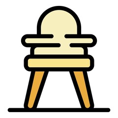 Plastic feeding chair icon. Outline plastic feeding chair vector icon color flat isolated