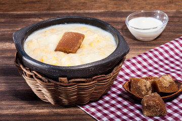 Mazamorra Typical Food From Antioquia Colombia Photo On Wooden Background