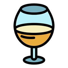 Wine glass icon. Outline wine glass vector icon color flat isolated