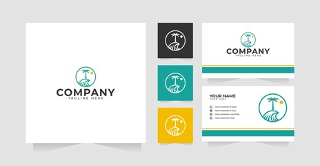Fototapeta premium Banana tree wave logo design business card template