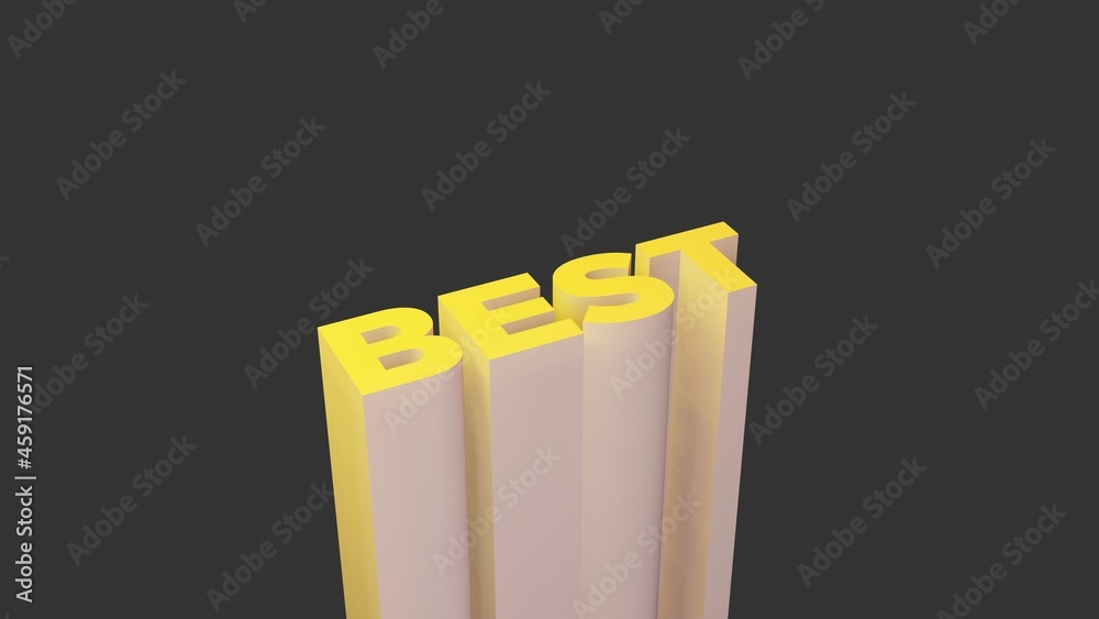 Fototapete Best letter in 3D Style line. 3D Illustration in minimal background with space text