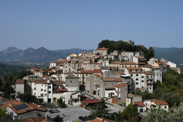Fototapeta na wymiar Panorama of Monteroduni, a medieval town in the Molise region, Italy.