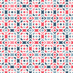 Geometric vector funky pattern. Abstract square background with lines and formed shapes. Colorful seamless ornament. Modern illustration is used for design wallpapers, paper, cover, packaging, textile