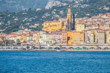 Naklejka premium Landscape of the seafront of Menton