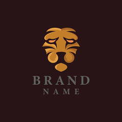 Abstract lion head logo design premium vector