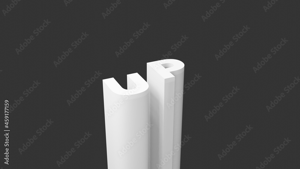 Fototapete up letter in 3d style line. 3d illustration minimal design. message background with space text