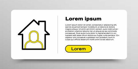 Line Online working icon isolated on white background. Freelancer man working on laptop at his house. Remote work. Distant job concept. Colorful outline concept. Vector