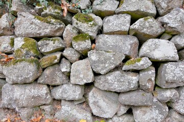 Beautiful wall in granite stones in Brittany France