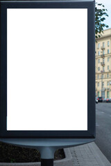 Fototapeta premium Mockup billboard ad for your design advt adv advertising street tram bus stop Moscow Russia mockups