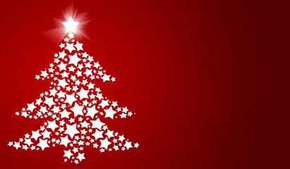 Fondo rojo con árbol de navidad iluminado