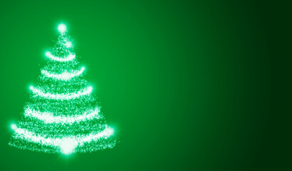 Fondo verde con &aacute;rbol de navidad iluminado