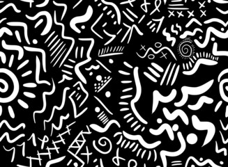 Geometric mixed black and white design pattern