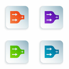 Obraz premium Color Arrow icon isolated on white background. Direction Arrowhead symbol. Navigation pointer sign. Set colorful icons in square buttons. Vector