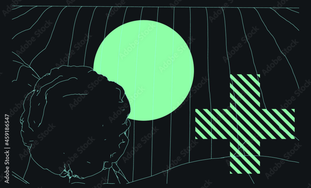 Poster Glitched and distorted 3D sphere wireframe. Abstract geometric vector illustration. 