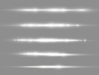 Horizontal light rays, flash white horizontal line