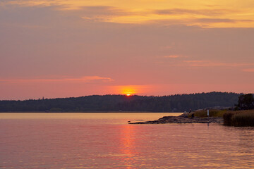 Colorful sunset on the shores of the Baltic Sea.