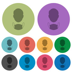 Face and medical mask color darker flat icons