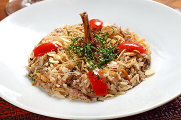Rice with duck meat, a classic of Portuguese cuisine