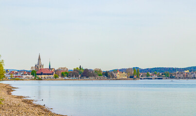 Naklejka premium Lake Constance Bodensee landscape panorama view from Kreuzlingen Thurgau Switzerland.