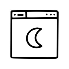computer night mode line vector doodle simple icon