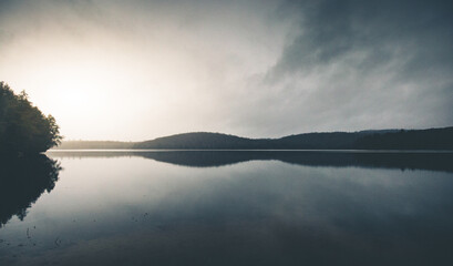 mist over lake