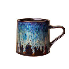 Beautiful blue brown mug isolated on white background