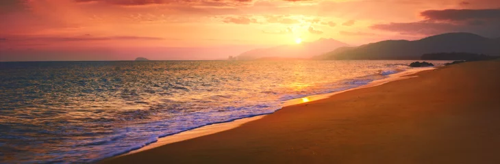 Foto op Canvas landscape with sea sunset on beach © Li Ding