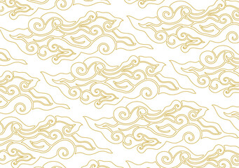 Motif Mega Mendung, batik motif typical of West Java Indonesia, curved line pattern with cloud objects, with developments and various artistic colors - obrazy, fototapety, plakaty
