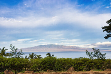 Telephoto view of Lanai seen from maui.